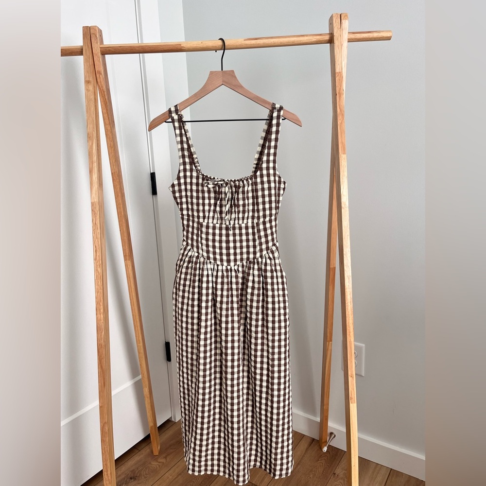 Jessica Simpson Brown and White Midi Dress